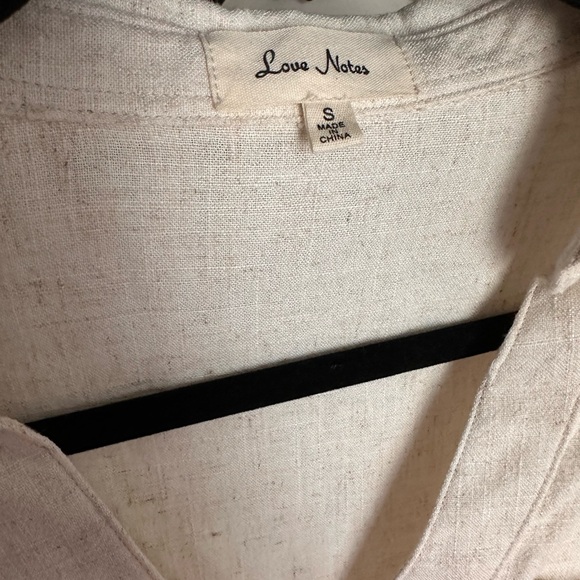 Love Notes Beige Button-Down Linen Rayon Shirt - Picture 3 of 8